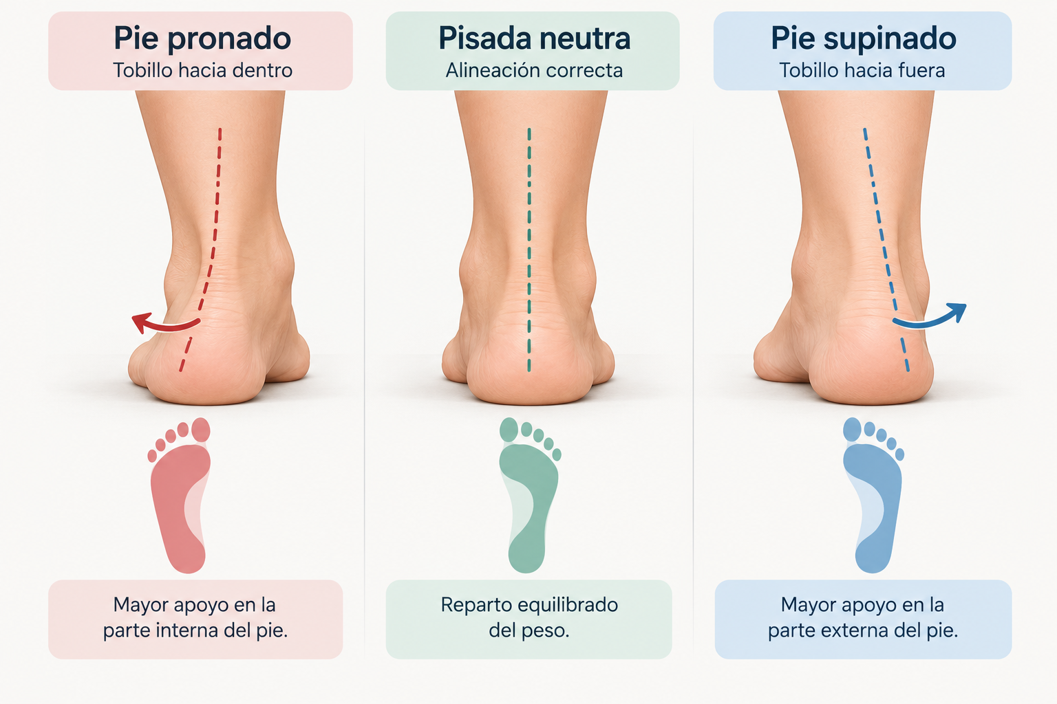 Pronación y supinación: qué son y cuándo necesitan corrección 1 Infografía sobre tipos de pisada